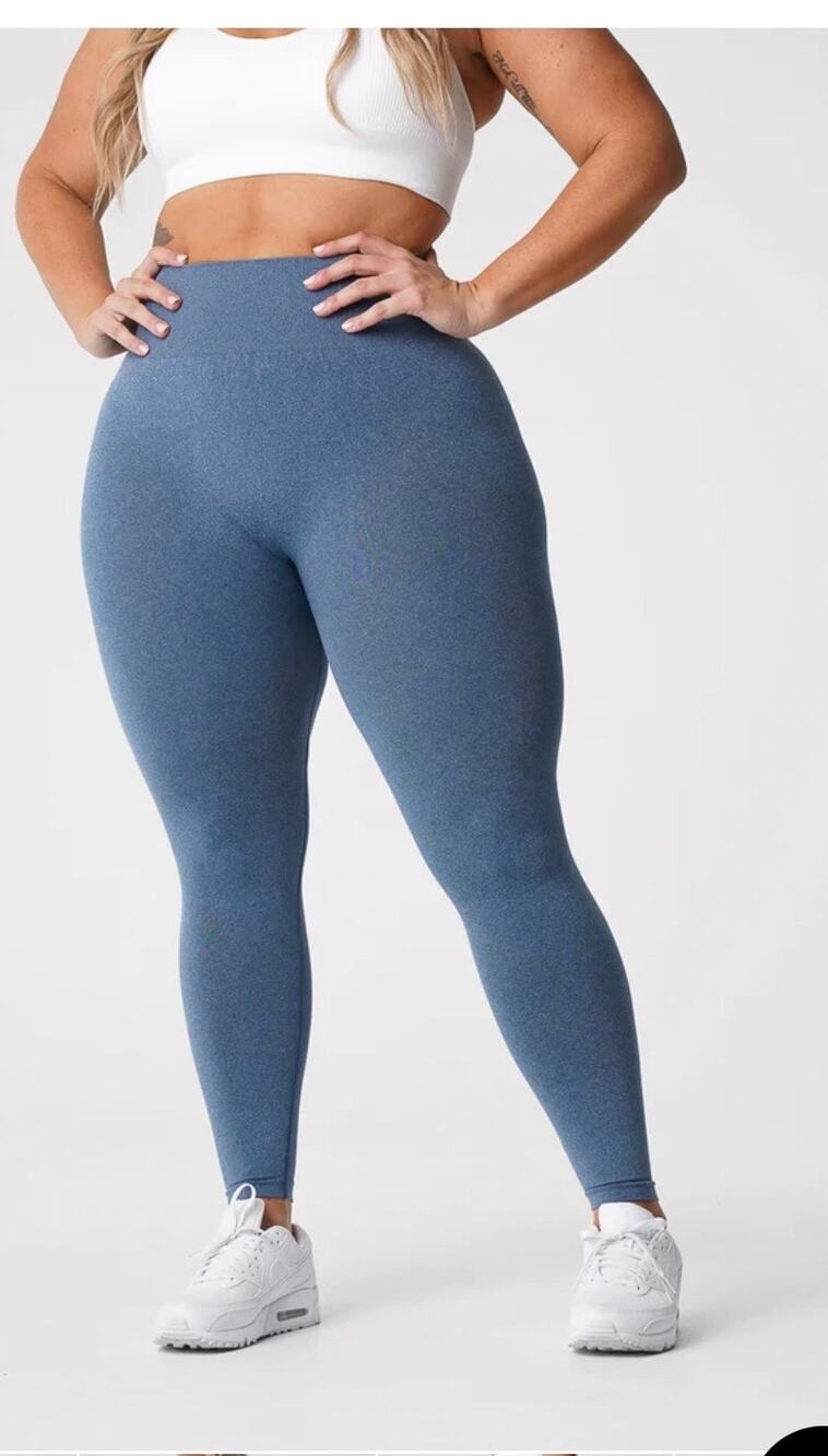 NVGTN Blue Seamless High Waist Contour Leggings Size M Gym Workout Yoga Pants